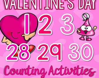 Math Counting 1 to 30 Activities for Valentine's Day, Preschool, Kindergarten, Home School, Math Activity, Counting Activity, Counting Game