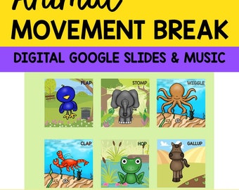 Animal Moves Brain Break, Movement Game| Interactive Google Slides, Brain Break, Movement Activity, Preschool, Kindergarten, Music, P.E.