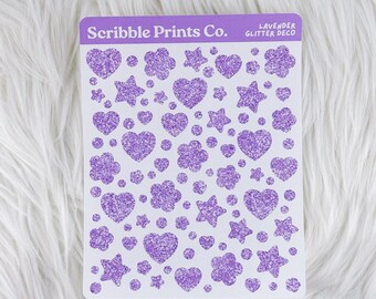 Lavender Glitter Deco Sticker Sheet