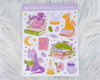 Bookish Dragons – Journal Deco // Matte Stickers