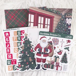 Santa&#39;s Workshop – Junk Journal Collage Kit // Matte Sticker Collection
