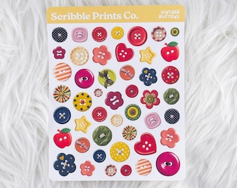 Vintage Buttons – Deco // Matte Journal Stickers