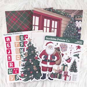 Santa&#39;s Workshop – collageset voor junkjournalisten // collectie matte stickers
