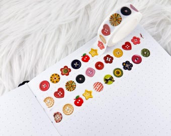 Vintage Buttons - 15mm Decorative Washi Tape