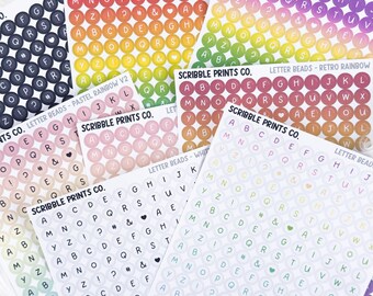 Letter Beads // Matte Reading Journal Stickers