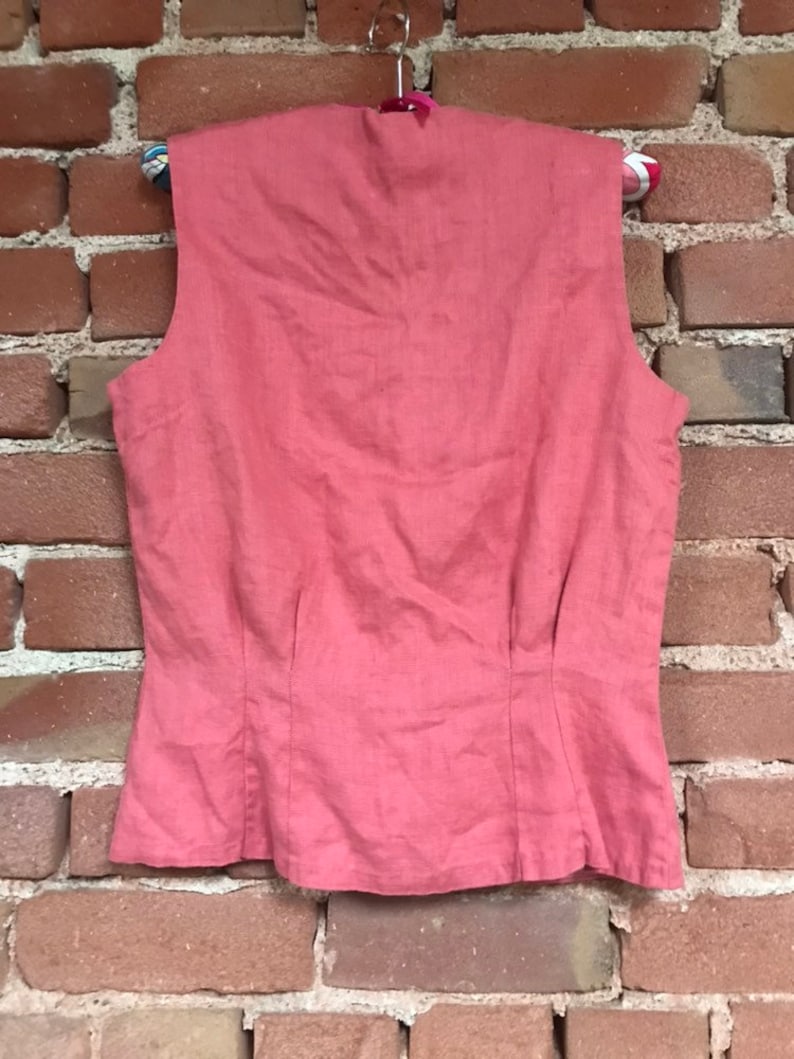 Great Vintage 50/'s-60/'s Button Up Pink Coral Sleeveless Blouse