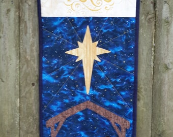 Peace Christmas Door Banner, nativity banner, Jesus, christmas decor, christian holiday, skinny quilt, Peace on earth, patchwork, embroidery