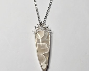 Colgante de plata 925 con ágata musgosa escénica: regalo para alguien especial