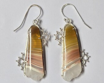 Pendientes de plata de ley 925 con ágata cornalina