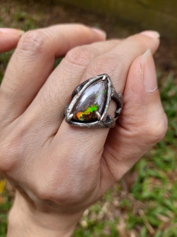 ボルダーオパールリング Australian Boulder Opal Ring ボルダーオパールのリング silver925