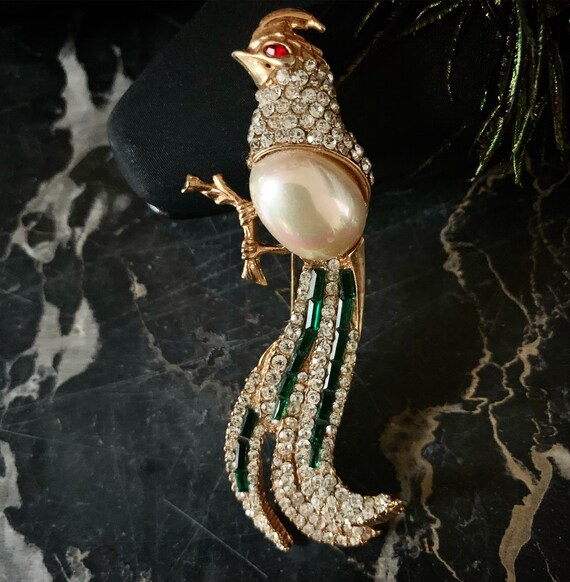 Stellar Bird Of Paradise Rhinestone Brooch