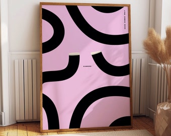 Guinness Pint Art Print, Abstract Home Bar Wall Art, Dublin Inspired, Man Cave Decor, Pink & Black