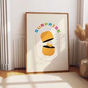 Kinder Egg Wall Art print - Nostalgic funny gift for 90's baby's who are now of a bill paying age. Easter cards for adults