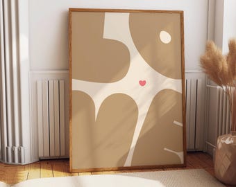 Love Kitchen Wall Art Brown Dusky Print Poster Heart Home Decor Gift for Living room, Dorm, Bedroom, Quote Muted colour home decor posters