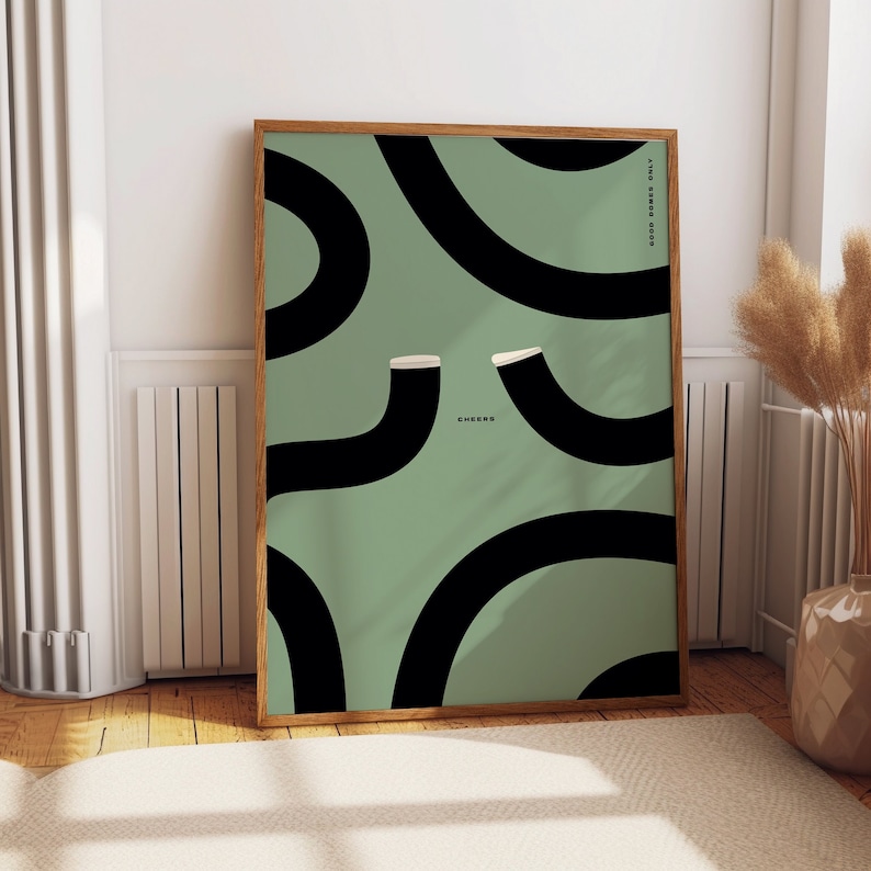Guinness Wall Art Gift for Guinness drinker for man cave or home bar kitchen abstract. Good domes only pint gift in green. Irish gifts