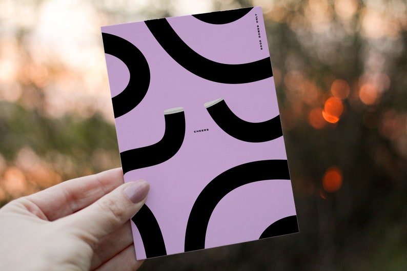Postcard gift for friend to celebrate new job, promotion, engagement, anniversary, birthday in pink guinness card graduation pink gift