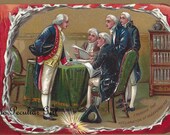 Antique postcard of the signing of the Declaration of Independance INSTANT download