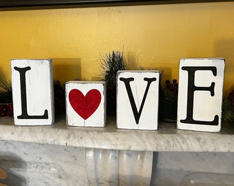 Reversible Love/Luck Block Sign: Valentine's Day & St. Patrick's Day Decor