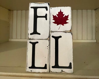 Reversible Fall/Team Wood Block Sign: Handmade Reclaimed Pallet Decor