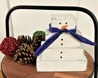 Stacking Snowman blocks, tiered tray or shelf sitter, Snowman decor, Winter decoration