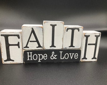 Faith Hope Love Blocks: Inspirational Wood Decor