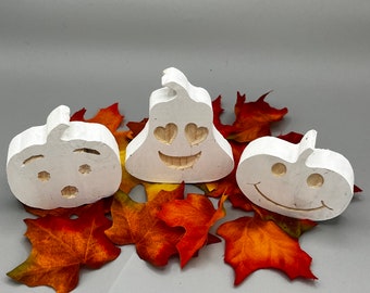 Wood Carved Pumpkin Set: Farmhouse Tiered Tray Fall Decor