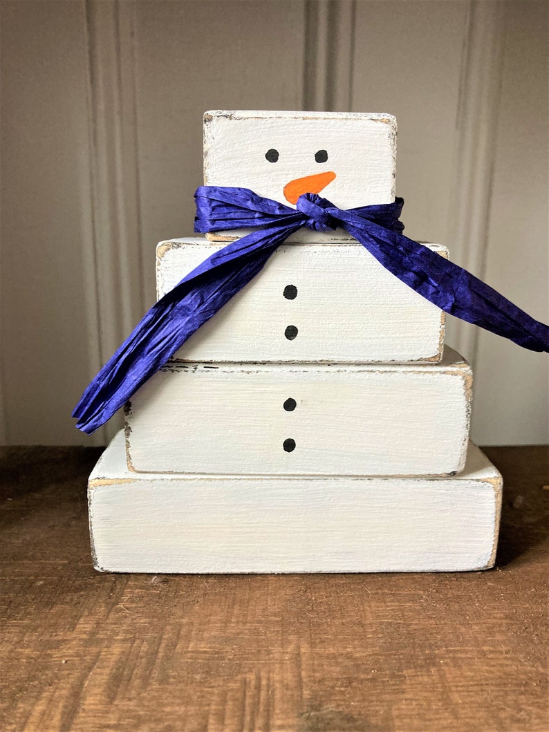 Snowman Stack Stacking Snowman Blocks, Tiered Tray or Shelf Sitter, Snowman Decor ...