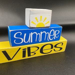 Summer Vibes Wooden Stacking Blocks, Summer decor