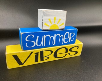Summer Vibes Wooden Stacking Blocks, Summer decor