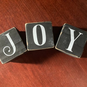 Joy blocks, Christmas blocks, Christmas decor, tiered tray decorations