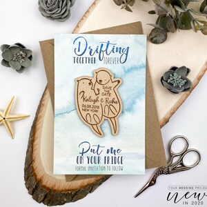 Sea Otter Save the Date Wedding Invitation We Love Each Otter Custom Save our Date Tropical Save the Date Magnet Wood Save the Date