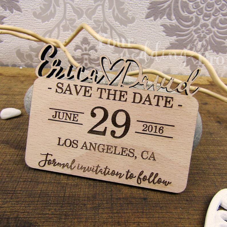 Wooden Magnet Wedding Favors Rustic Invitation Heart Save the Date Wood Floral Save the Date Laser Cut Save the Date Magnet