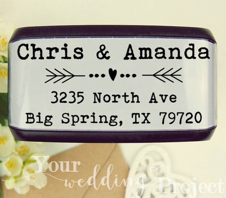 Typewriter Stamp Personalized Stamp Self Inking Stamp Address Stamp Rustic Rubber Stamp Heart Arrow Stamp Custom Return Address Stamp