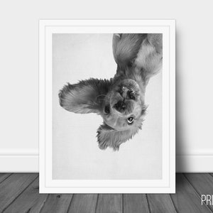 Happy Dog Print, Dog Decor Wall Art, Large Printable Poster, Digital Download, Modern Minimalist Decor, Black and White, Dog Poster