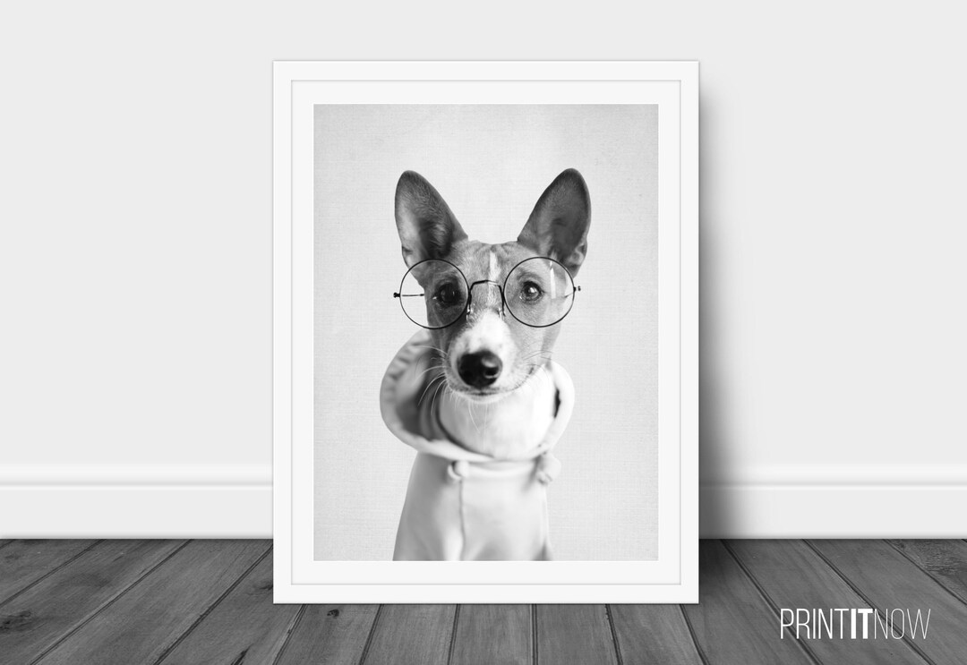 Dog With Glasses Print, Nursery Animal Decor Wall Art, Large Printable ...