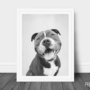 Happy Dog Cute Print,  Dog Decor Wall Art, Large Printable Poster, Digital Download, Modern Minimalist Decor, Black and White