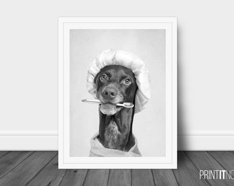 Dog SPA Print, Dog Decor Wall Art, Large Printable Poster, Digital Download, Modern Minimalist Decor, Black and White, Dog Poster