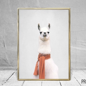 Lama Print, Nursery Animal Decor Wall Art, Large Printable Poster, Digital Download, Modern Minimalist Decor, Animal Poster