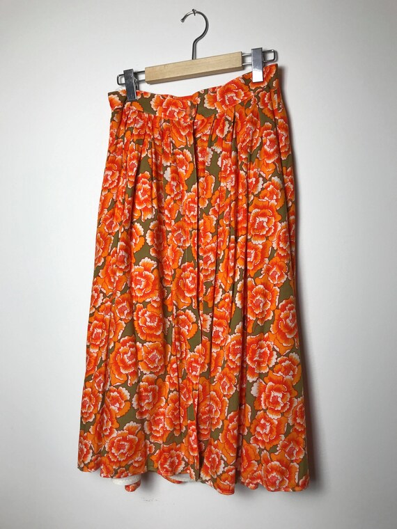 Magnifique jupe vintage fleuri orange
