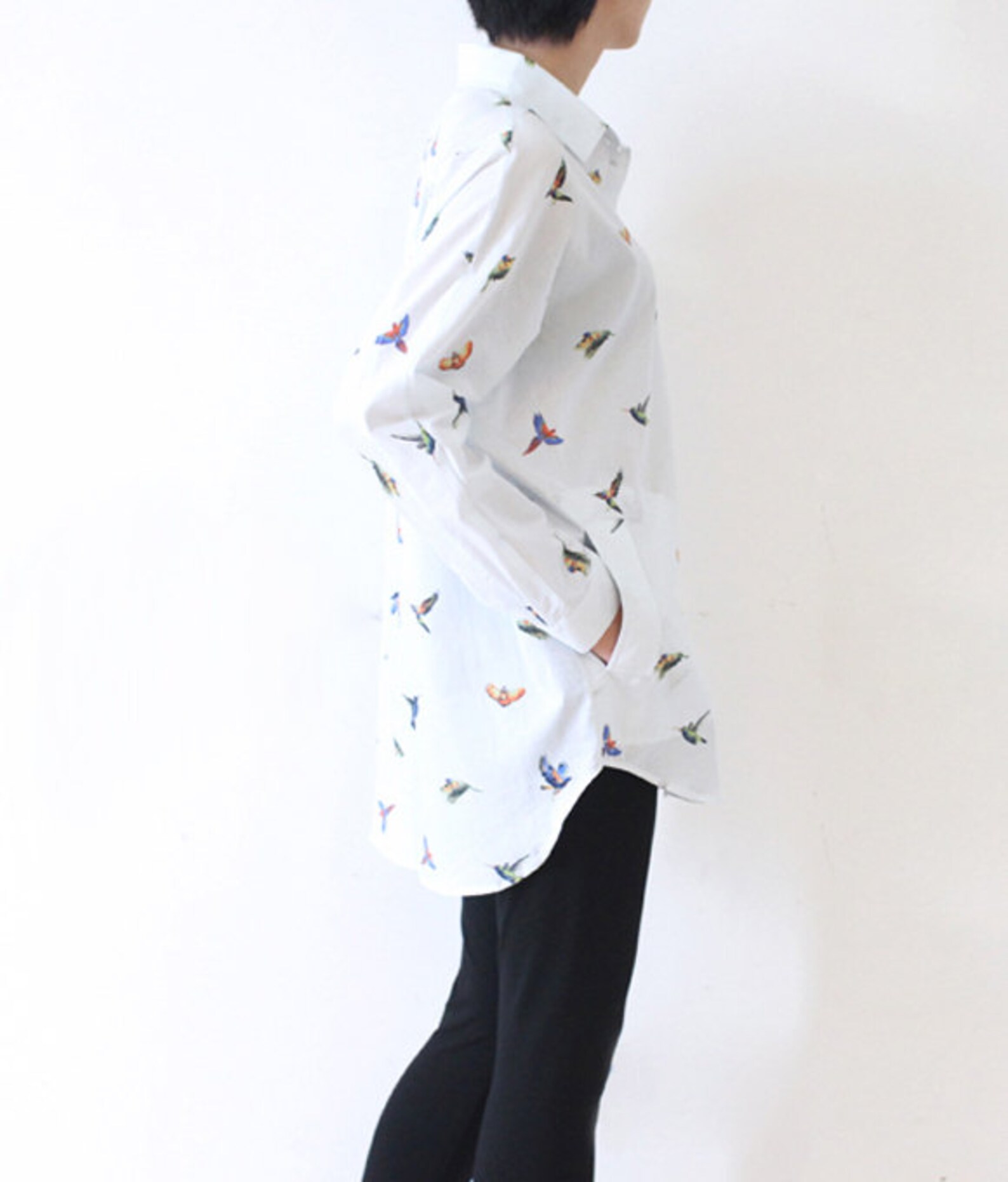 Womens Cotton Shirt BlouseColorful Birds Print Long Sleeve Etsy