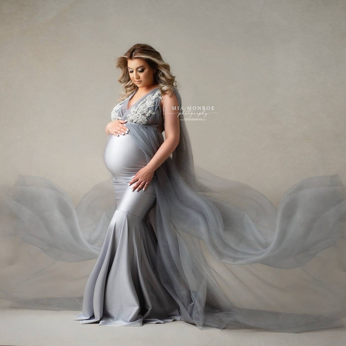Angelina Gray Halter Gown Maternity Dress Babyshower Gown - Etsy