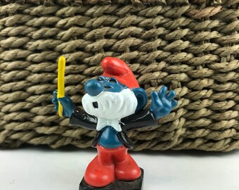 Vintage Applause PAPA SMURF PVC Figure Laboratory Mixing Bottles Beakers 2.5 tall 1980s