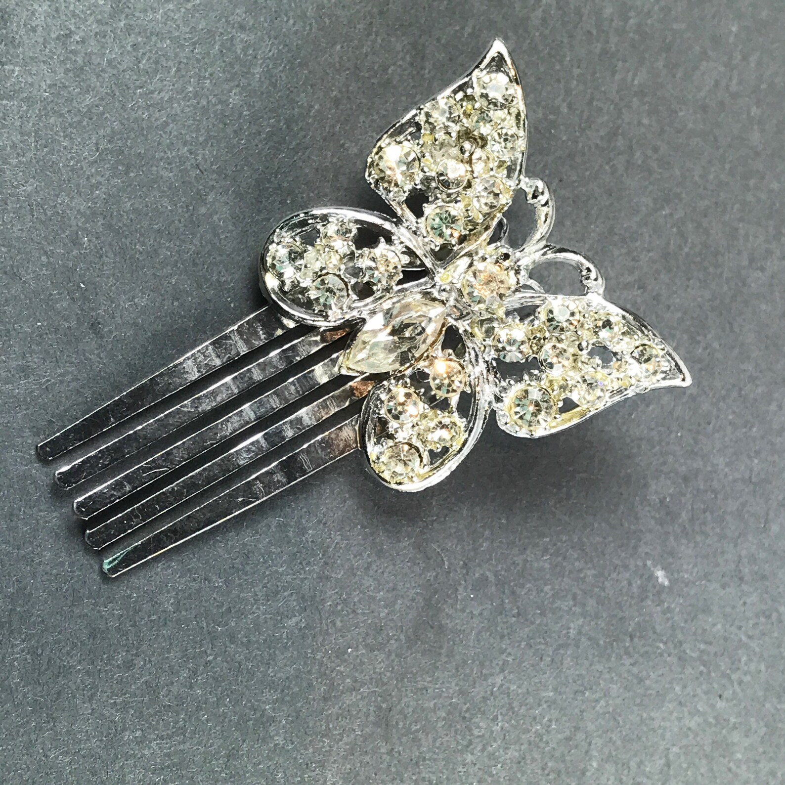 Vintage Rhinestone Butterfly Clip Comb Hair Accessory Etsy