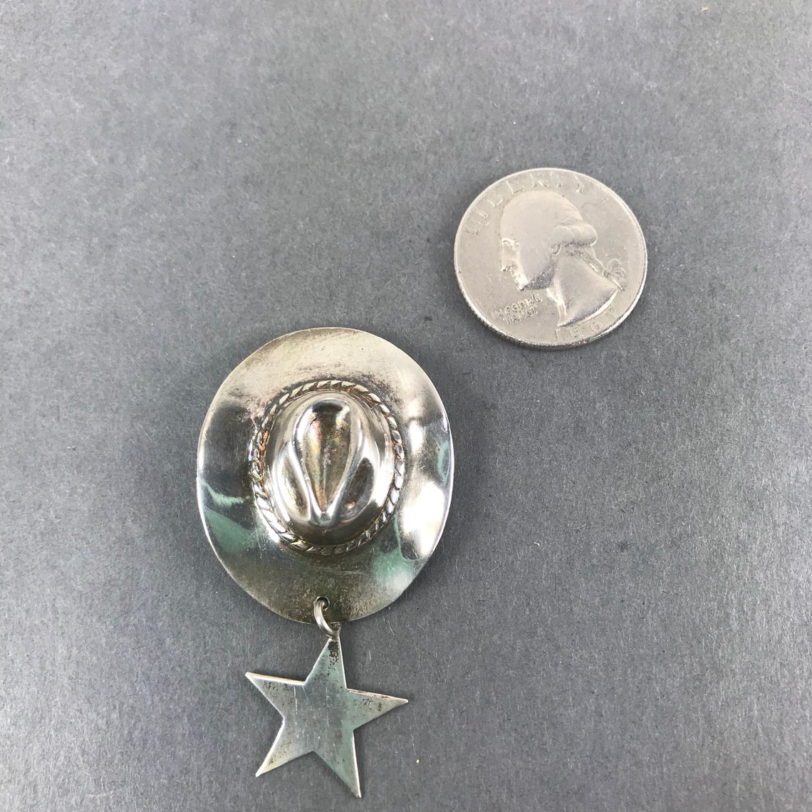 Vintage Sterling Silver Western Cowboy Hat Star Pin Brooch Etsy