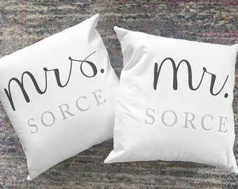 Personalized Couples Pillowcase SET (2 CASES) - His and Hers Throw Pillow Covers or Bed Pillowcases - Choose Your Colors and Size