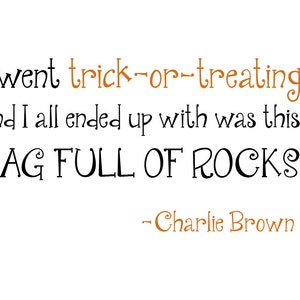 Halloween Kids Shirt Peanuts' Charlie Brown All I Got Was a Bag of Rocks Quote image 3