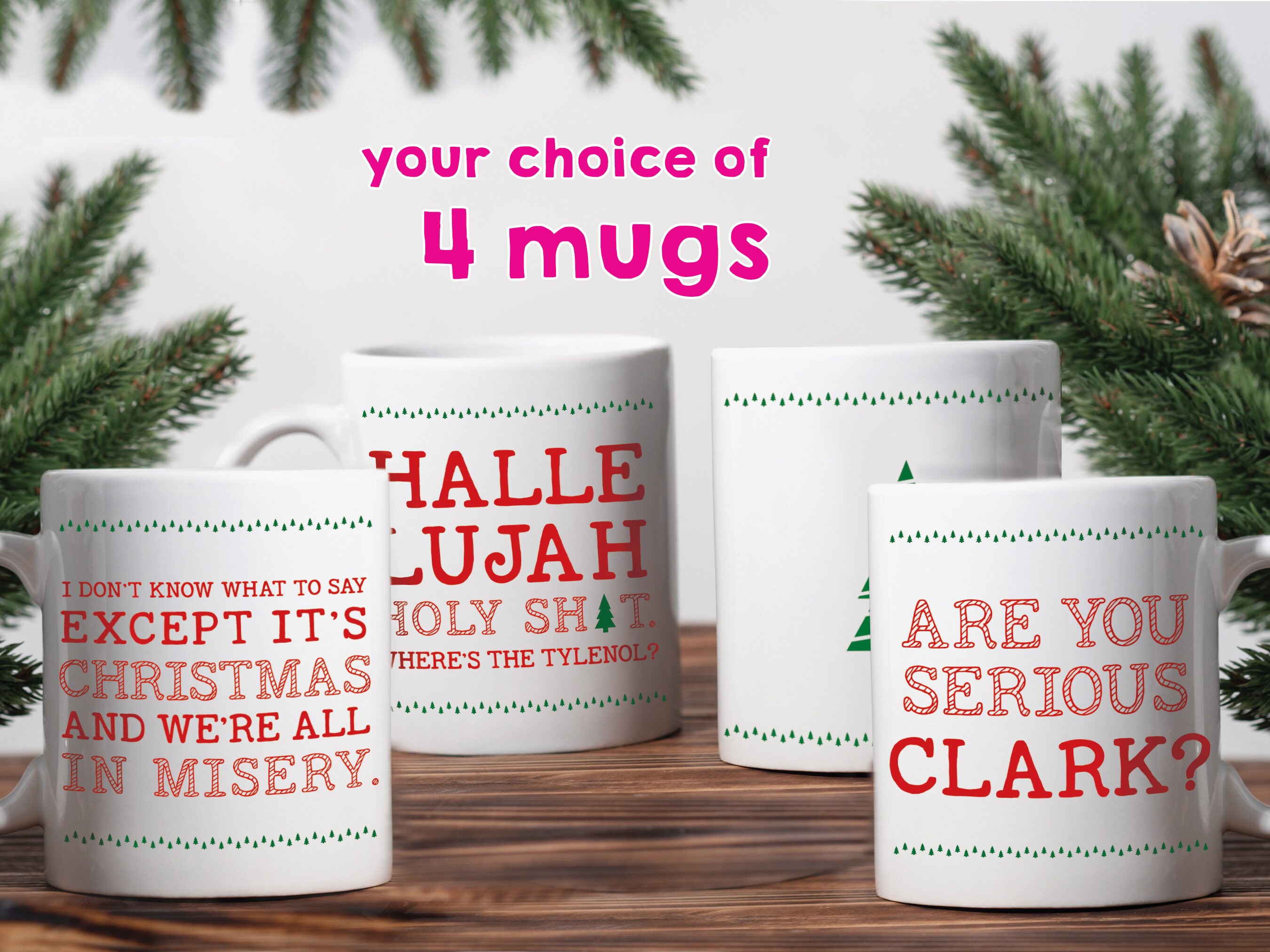 Things Could Be Worse Christmas Mugs, 4-Pack 12-oz Mugs