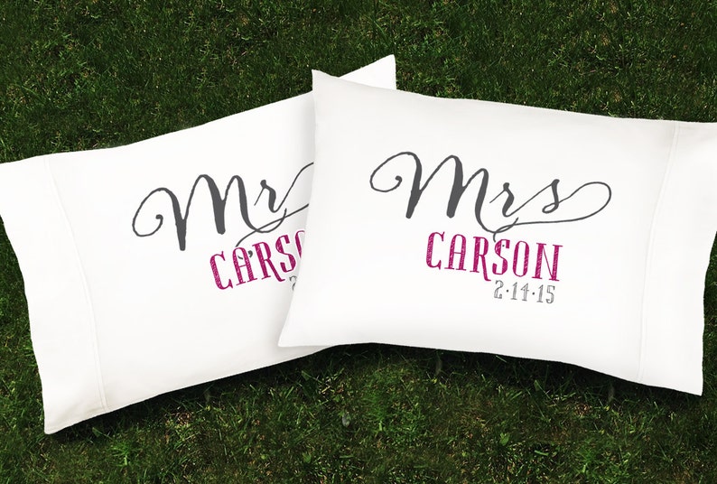Personalized Mr. and Mrs. Pillowcase SET 2 CASES His and Etsy