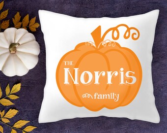 Personalized Family Pumpkin Throw Pillow - Customize with Your Name