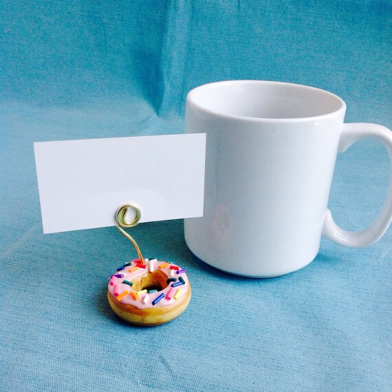 Donut Place Card Holders, Coffee Shop Decoration, Icing, Sprinkles, Faux Pastry, Breakfast or Brunch, Birthday Party Favor, Kitchen Decor
